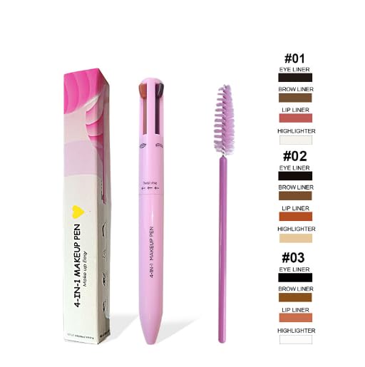 Crayon Maquillage 4-en-1 – Lipliner, Eyeliner, Sourcils et Highlighter – 4 Couleurs Personnalisables