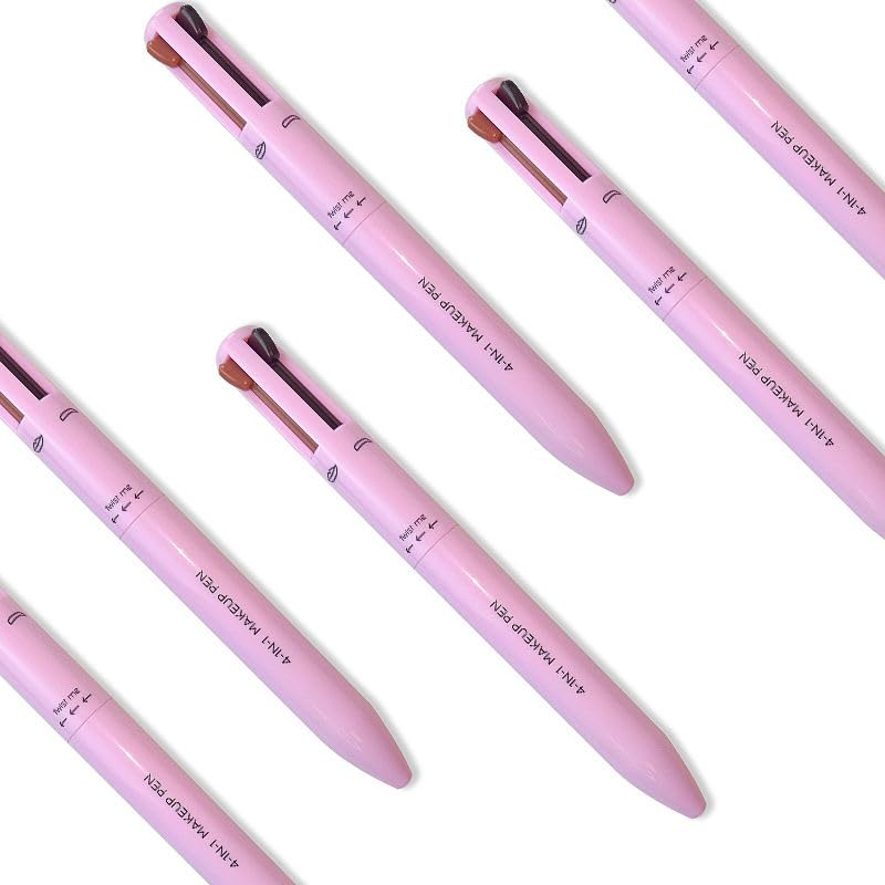 Crayon Maquillage 4-en-1 – Lipliner, Eyeliner, Sourcils et Highlighter – 4 Couleurs Personnalisables