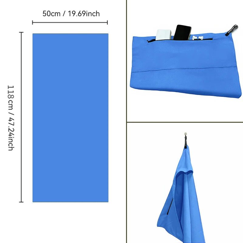 Serviette de sport avec poche zippée, choix de couleurs assorties